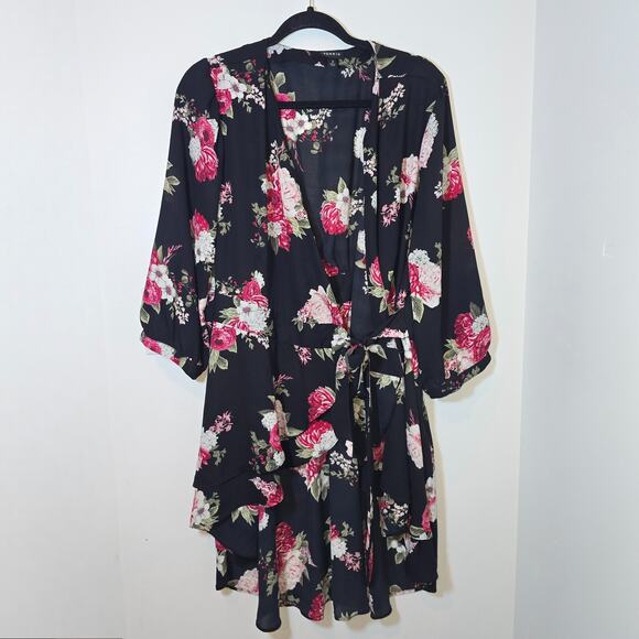 Torrid Floral Kimono Womens Size 2 2X 3/4 Sleeve Semi Sheer Fairycore - Picture 1 of 11